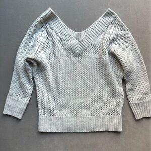 Express Light Gray V-Neck Sweater